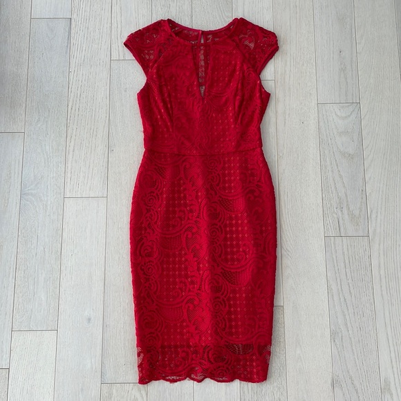 Red Lace Cocktail Dress - Picture 1 of 5